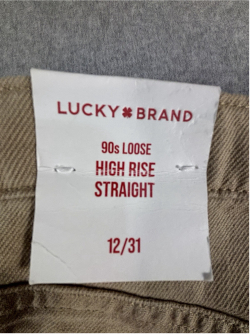 Lucky Brand 90s Loose High Rise Straight Jeans Womens 12/31 Tan Khaki - Picture 5 of 11